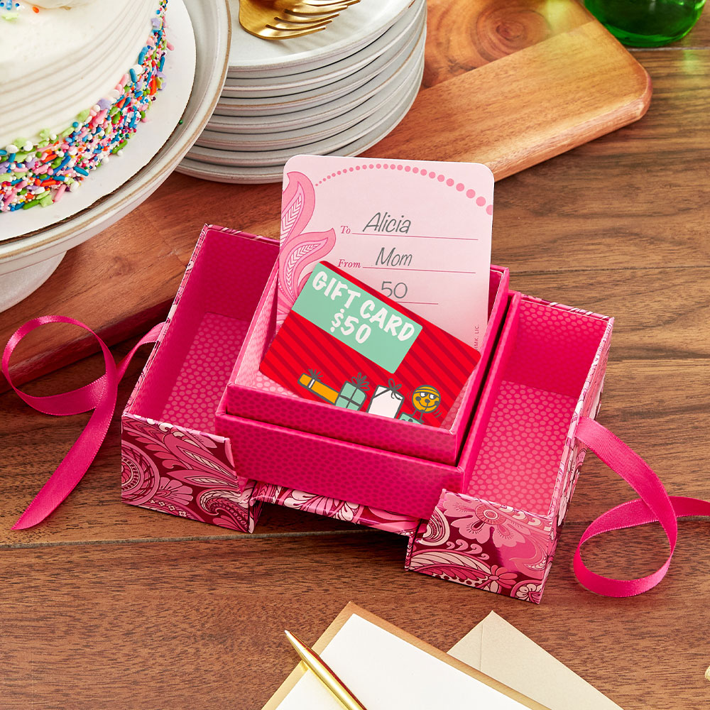 Pink Paisley Pop-Up Gift Card Holder Box