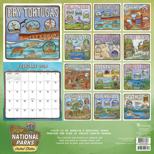 National Parks Art 12-Month 2024 Wall Calendar, 