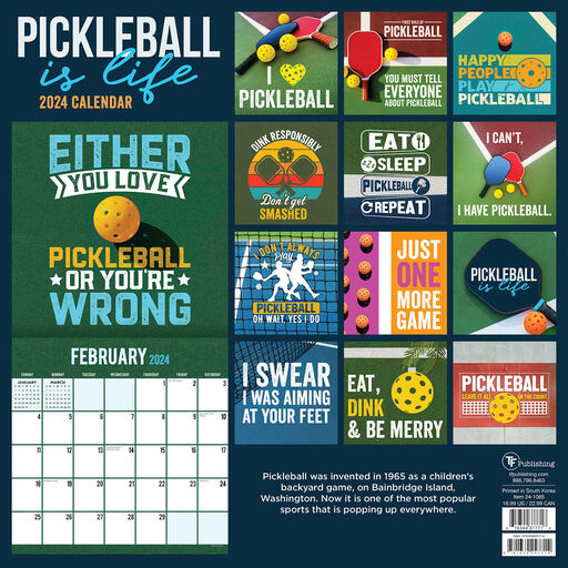 Pickleball Is Life 12-Month 2024 Wall Calendar, 