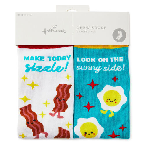 Bacon and Eggs Better Together Funny Crew Socks, 