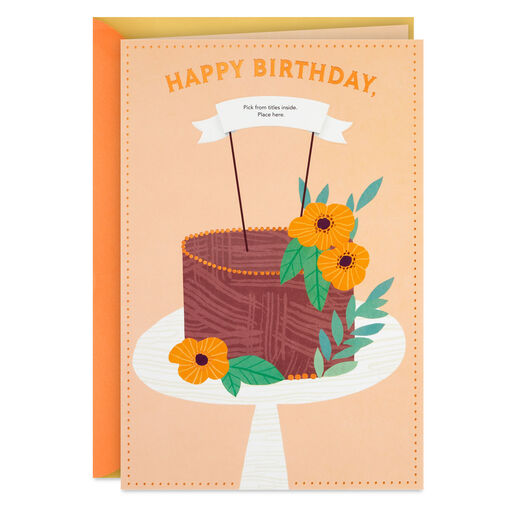 Chocolate Cake Customizable Birthday Card With Grandma Name Stickers, 
