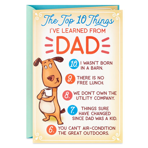 Funny Top 10 Birthday Card for Dad With Button Pin, 
