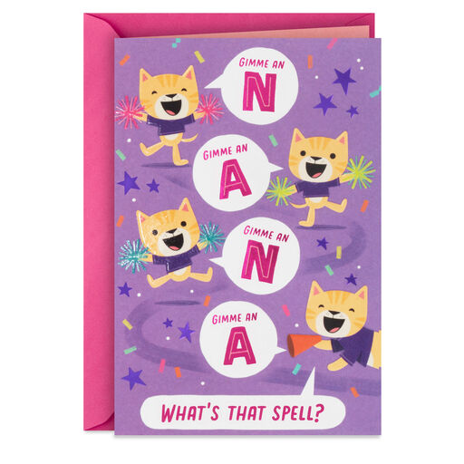 Cat Cheerleaders Birthday Card for Nana, 