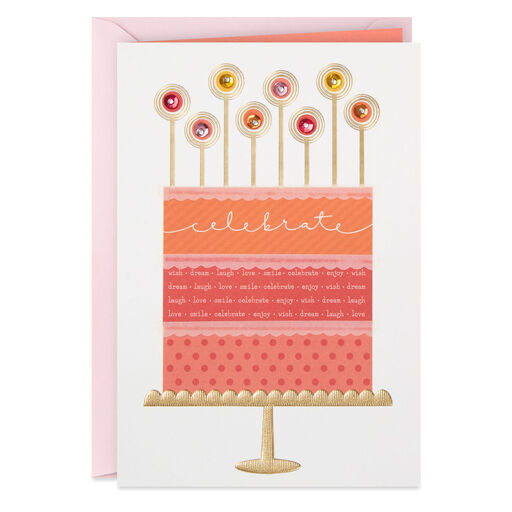 Celebrate Coral Cake Birthday Card for Her, 