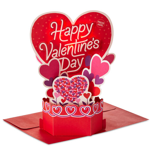 Hearts Musical 3D Pop-Up Valentine's Day Card With Light, 