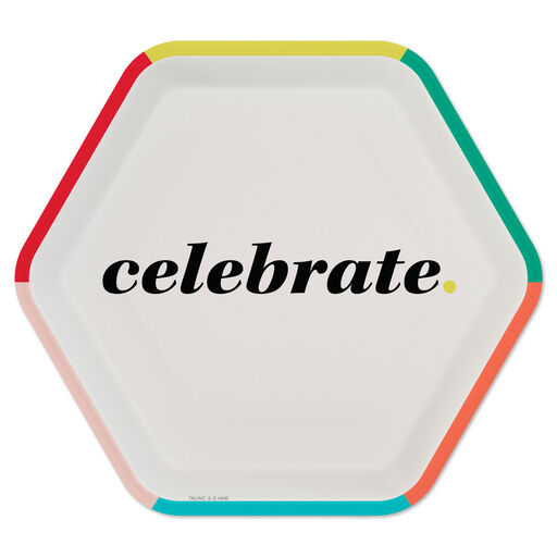 "Celebrate" Hexagonal Dessert Plates, Set of 8, 