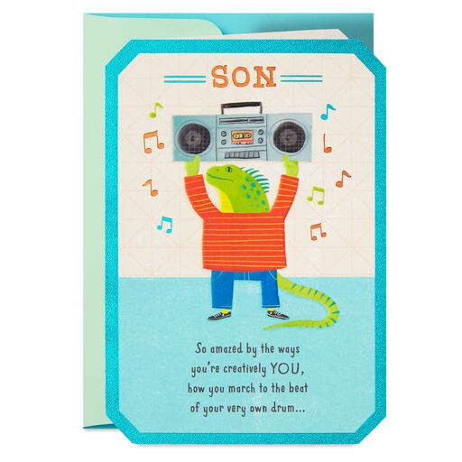 Iguana With Boom Box Birthday Card for Son, 
