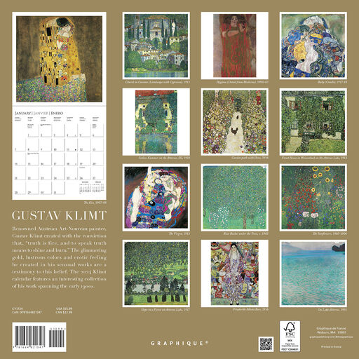 Graphique de France Klimt 16-Month 2024 Wall Calendar, 