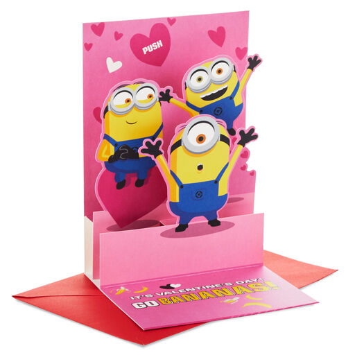 Minions Go Bananas Funny Pop-Up Valentine's Day Card With Sound, 