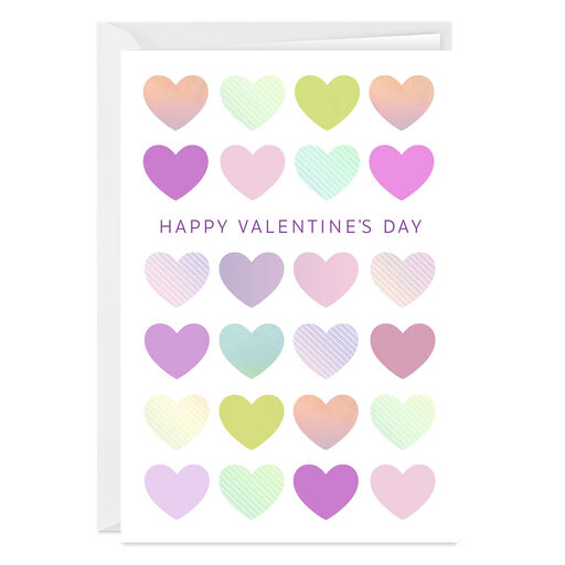 Pastel Hearts Folded Valentine's Day Photo Card, 