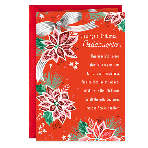 Blessings and Love Religious Christmas Card for Goddaughter, 