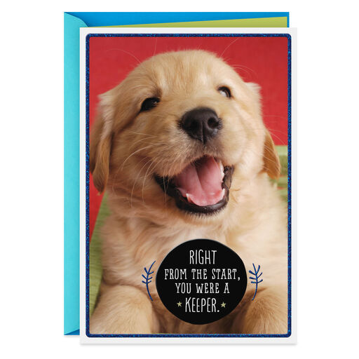 Puppy Love You're a Keeper Birthday Card for Son, 