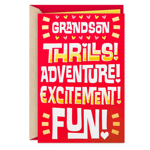 Thrills and Adventure Valentine's Day Card for Grandson, 