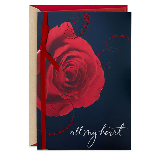 All My Heart Red Rose Valentine's Day Card for Wife, 
