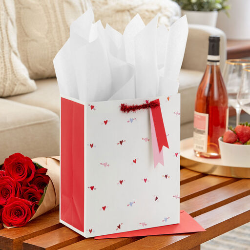 9.6" Tiny Hearts Medium Valentine's Day Gift Bag With Tissue Paper, 