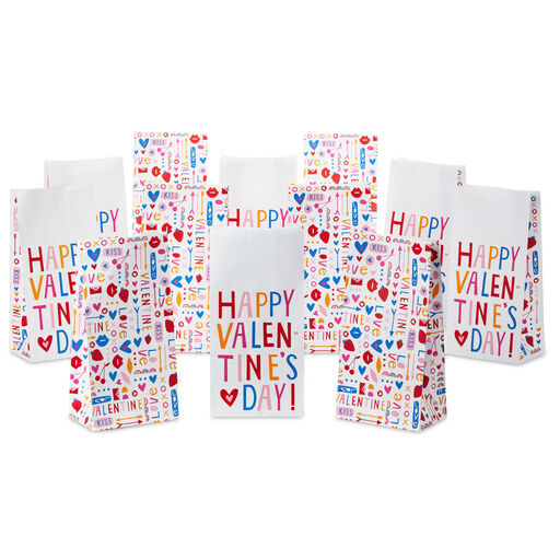 Valentine's Day 12-Pack Assorted Goodie Bags With Stickers, 