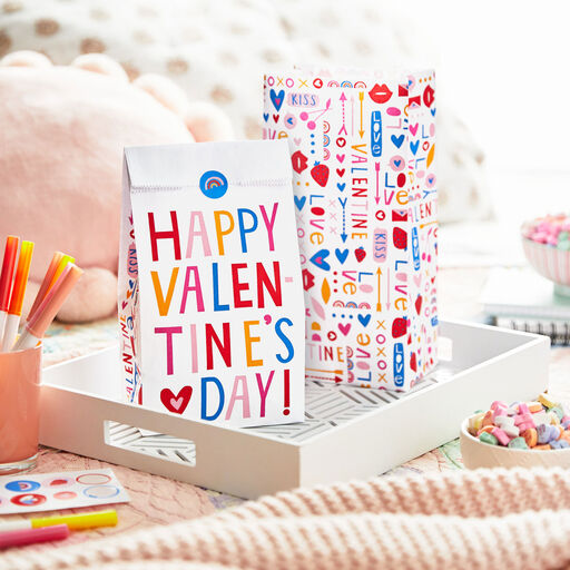 Valentine's Day 12-Pack Assorted Goodie Bags With Stickers, 
