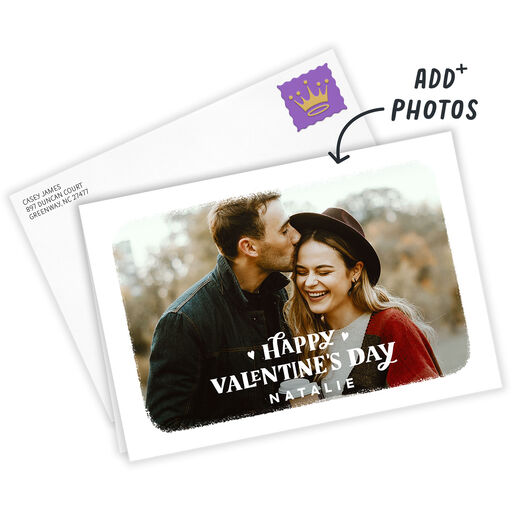 White Frame Horizontal Folded Valentine's Day Photo Card, 